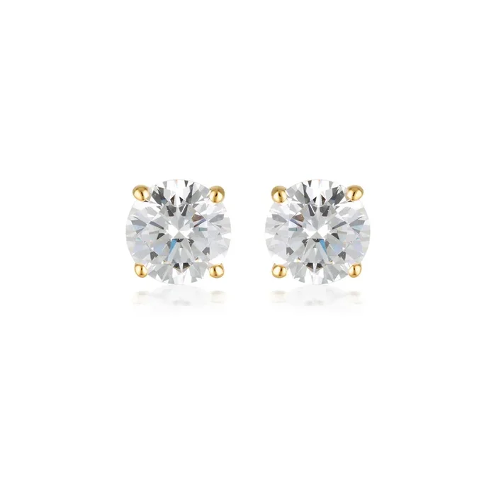 Georgini Gold Plated Sterling Silver 5mm Clear Round Stud Earrings