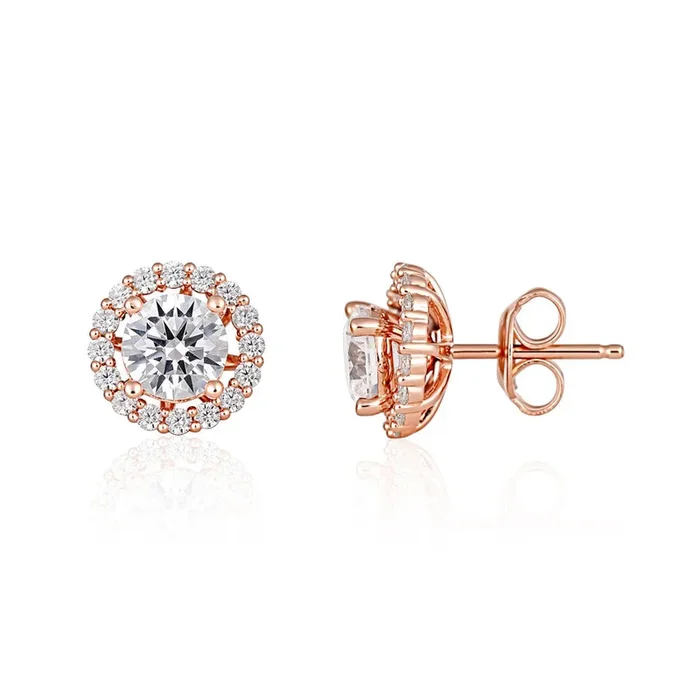 Georgini Heirloom Rose Gold Plated Sterling Silver Zirconia Esteem Stud Earrings