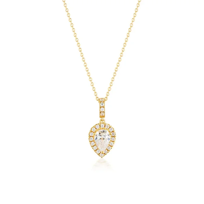 Georgini Luxe Gold Plated Sterling Silver Zirconia Splendore Pendant On Chain