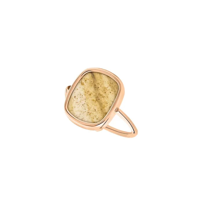 Ginette NY Antique Ring in pink gold and landscape jasper – Lepage