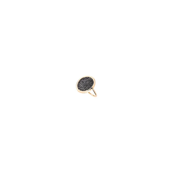 Ginette NY Disc ring pink gold and black diamonds, round ring – Lepage