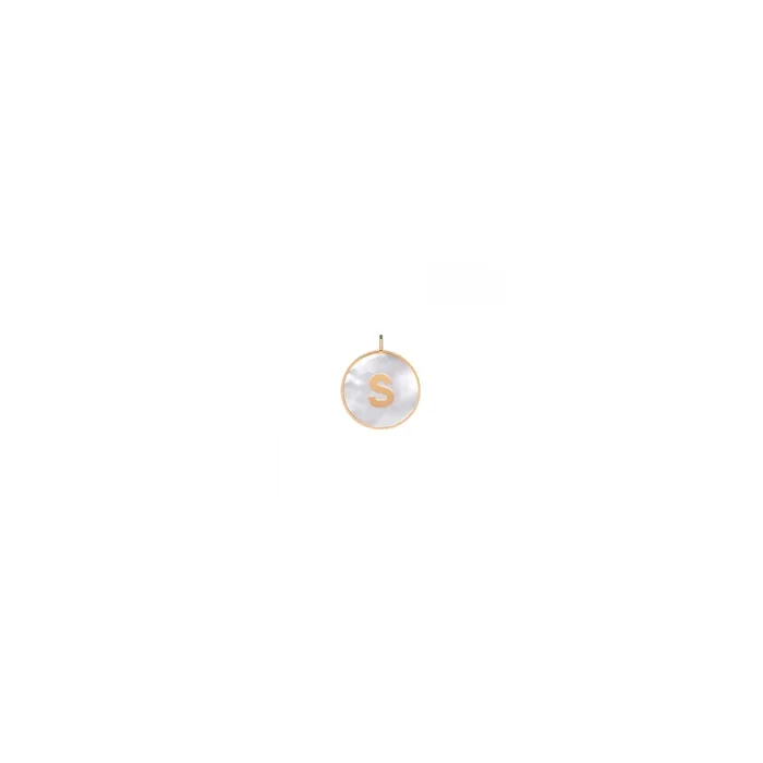 Ginette NY Initial Ever S medal rose gold white mother-of-pearl | LEPAGE