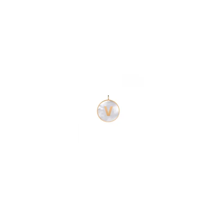 Ginette NY Initial Ever V medal rose gold white mother-of-pearl | LEPAGE