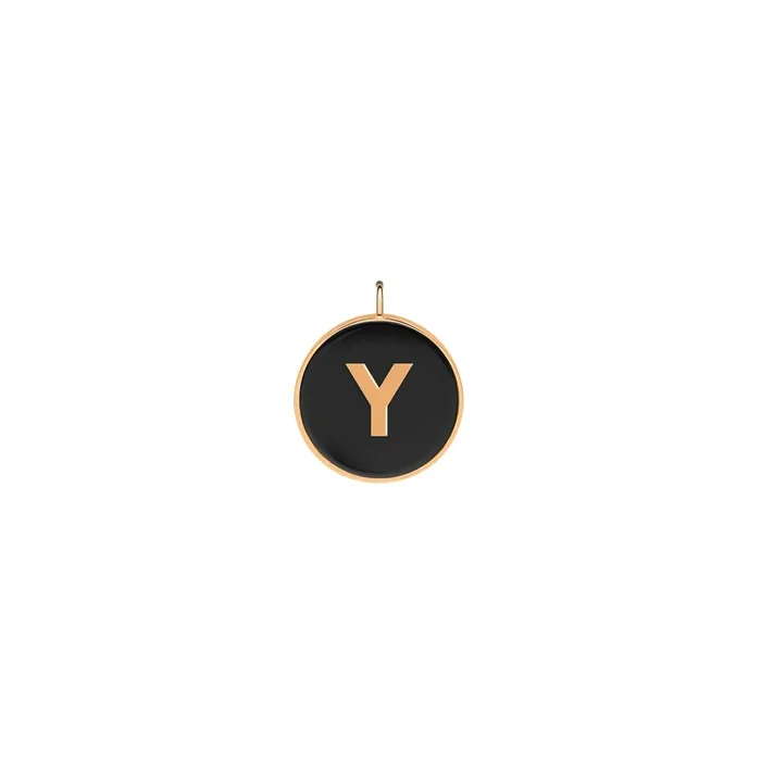 Ginette NY Initial Ever Y medal in rose gold and onyx – Lepage