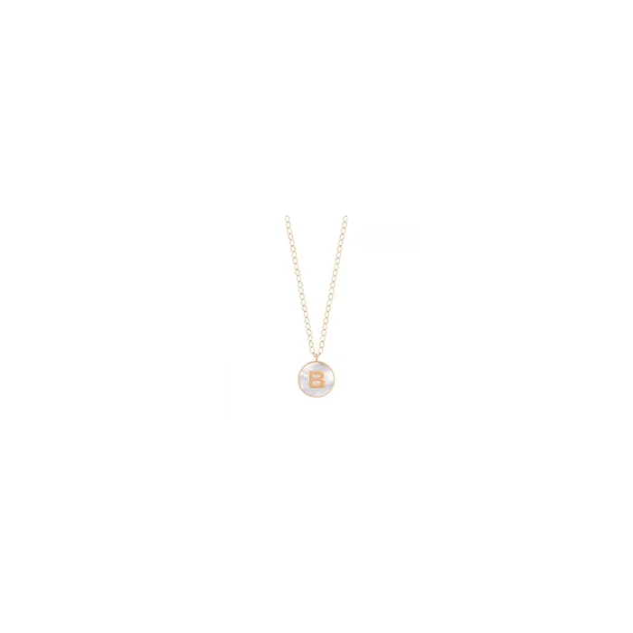 Ginette NY Jumbo Initial Ever B necklace rose gold white mother-of-pearl | LEPAGE