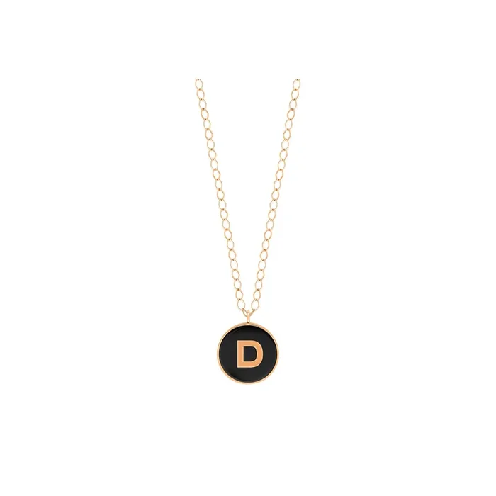 Ginette NY Jumbo Initial Ever D Necklace in Rose Gold and Onyx – Lepage