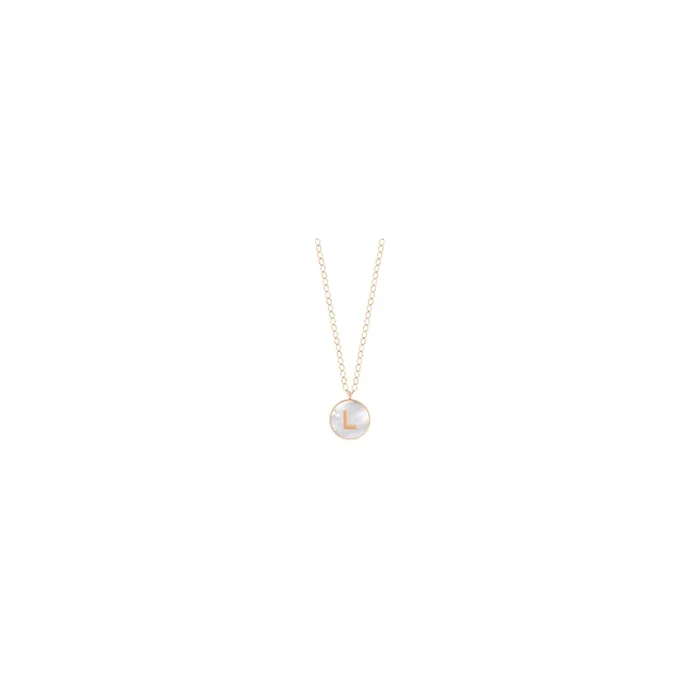Ginette NY Jumbo Initial Ever L necklace rose gold white mother-of-pearl | LEPAGE