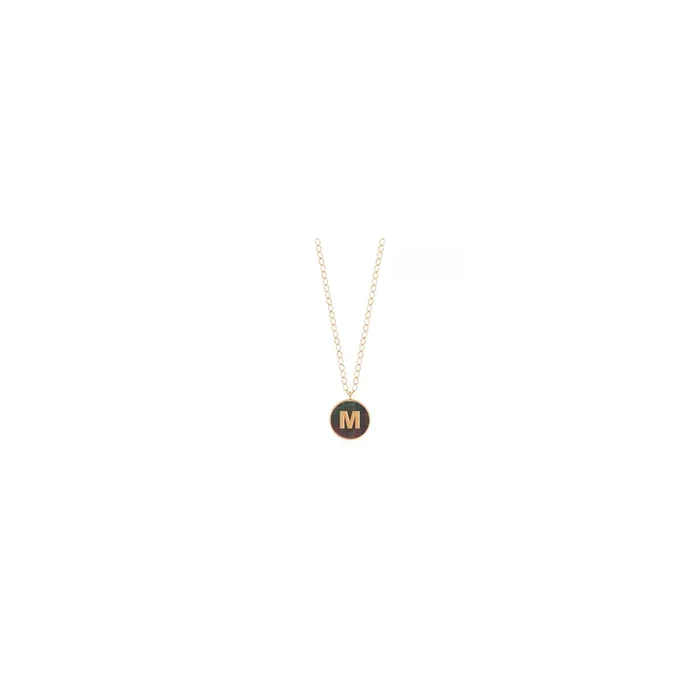 Ginette NY Jumbo Initial Ever M necklace rose gold black mother-of-pearl | LEPAGE