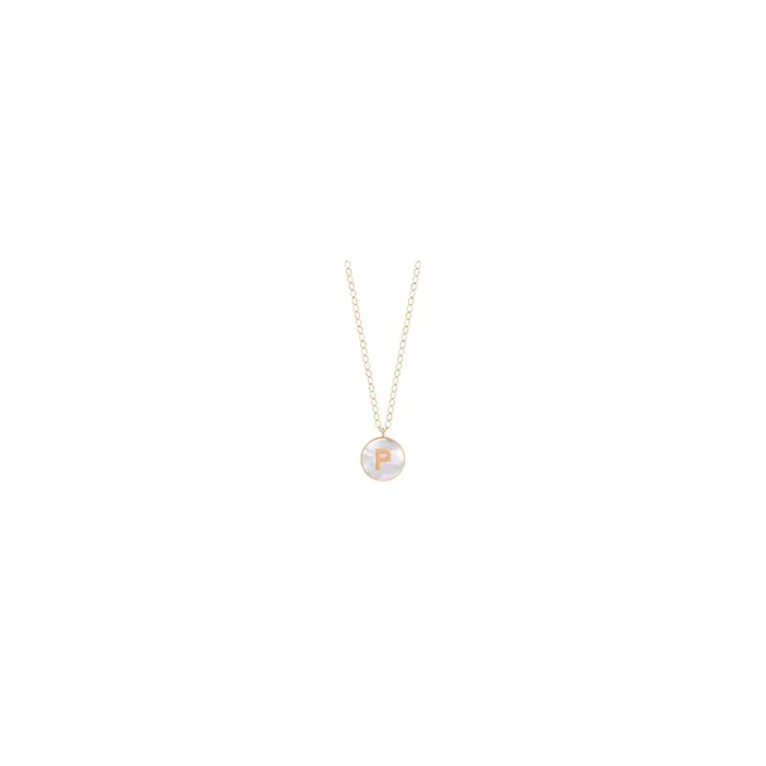 Ginette NY Jumbo Initial Ever P necklace rose gold white mother-of-pearl | LEPAGE