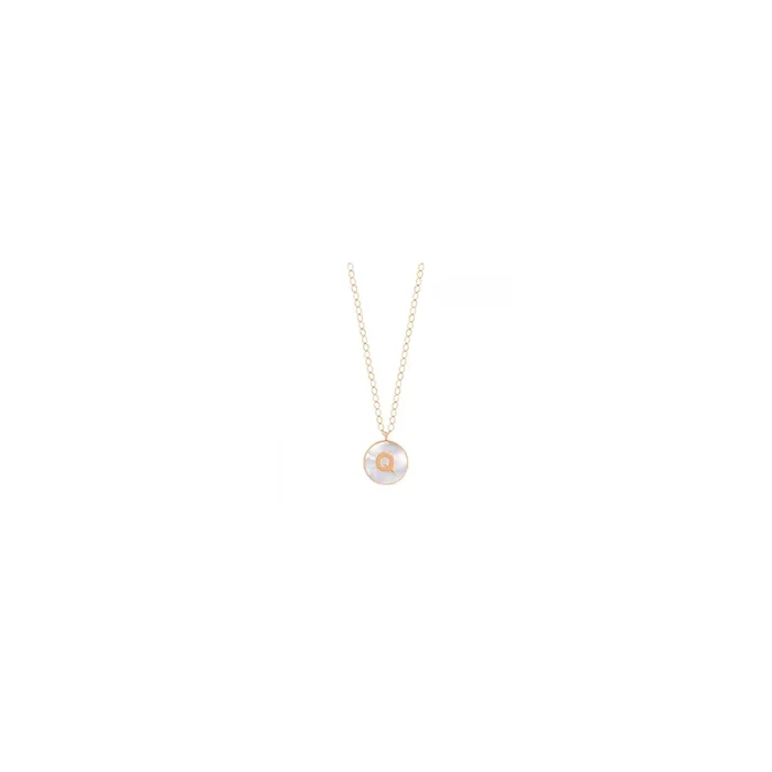 Ginette NY Jumbo Initial Ever Q necklace rose gold white mother-of-pearl | LEPAGE