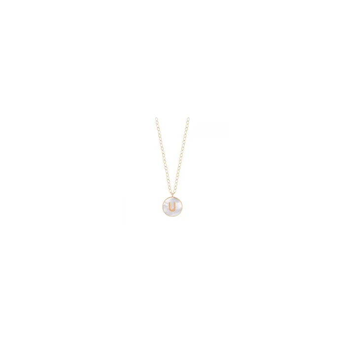 Ginette NY Jumbo Initial Ever U necklace rose gold white mother-of-pearl | LEPAGE