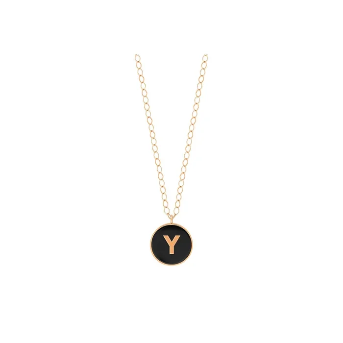 Ginette NY Jumbo Initial Ever Y Necklace in Rose Gold and Onyx – Lepage