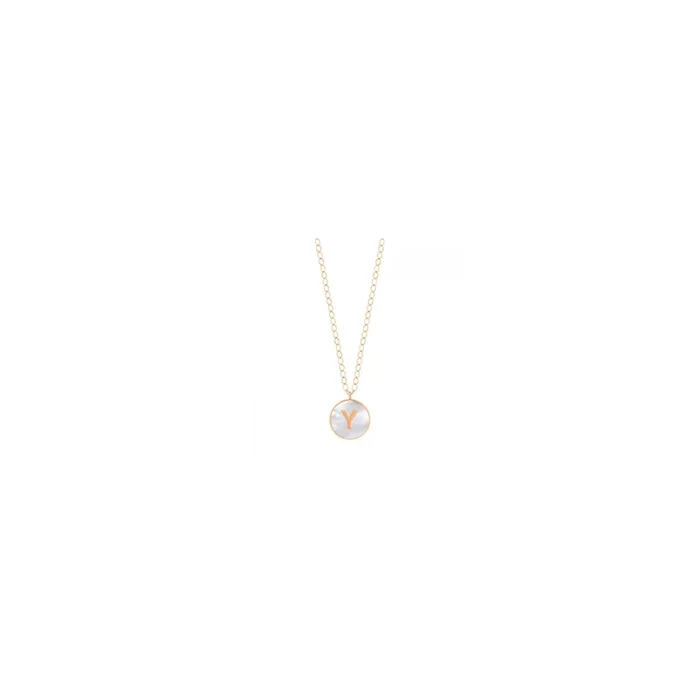 Ginette NY Jumbo Initial Ever Y necklace rose gold white mother-of-pearl | LEPAGE