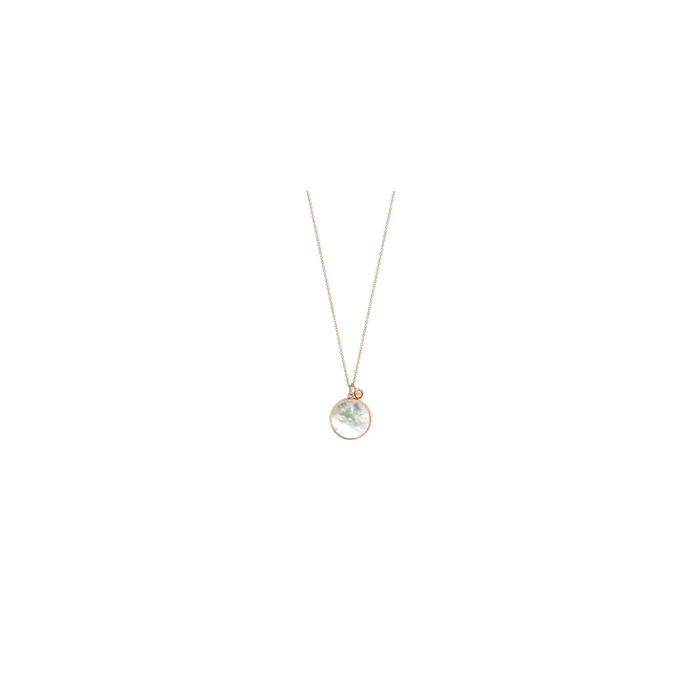 Ginette NY Maria Disc on chain necklace pink gold white mother-of-pearl – Lepage