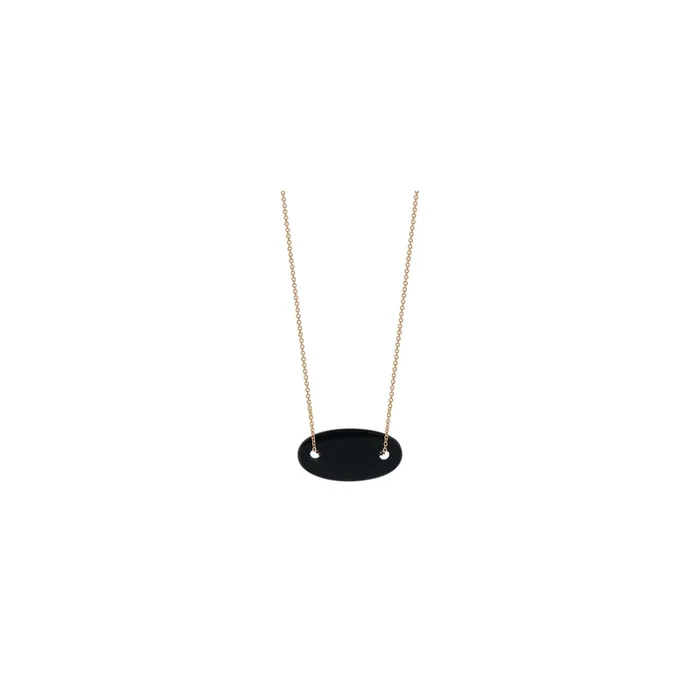 Ginette NY Mini Ellipse necklace pink gold and onyx, woman necklace – Lepage