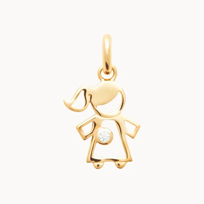 Girl silhouette crystal pendant 17mm gold-plated