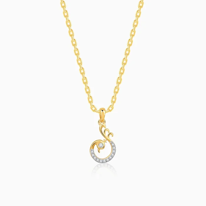 Gold Adorable Peacock Diamond Pendant