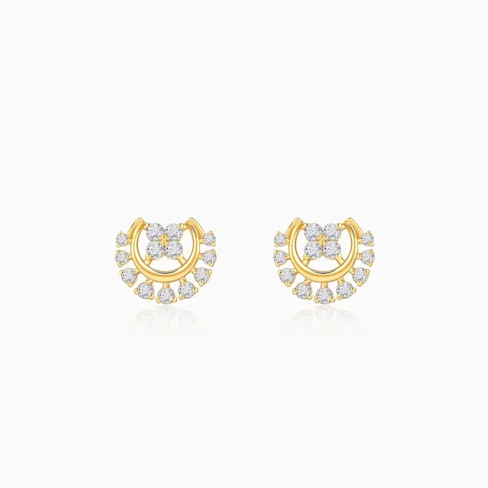 Gold Half Moon Lab Grown Diamond Studs