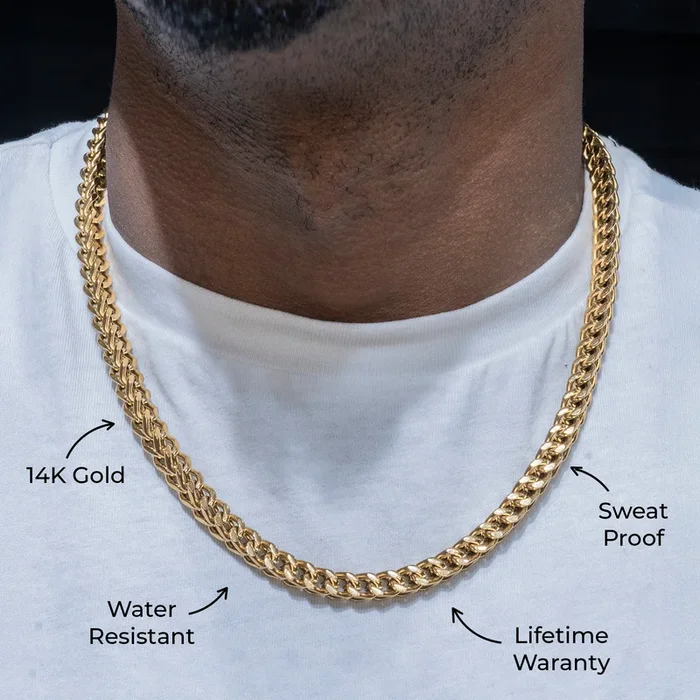 Gold Jewelry – Mens 14K Gold Chain Solid Franco