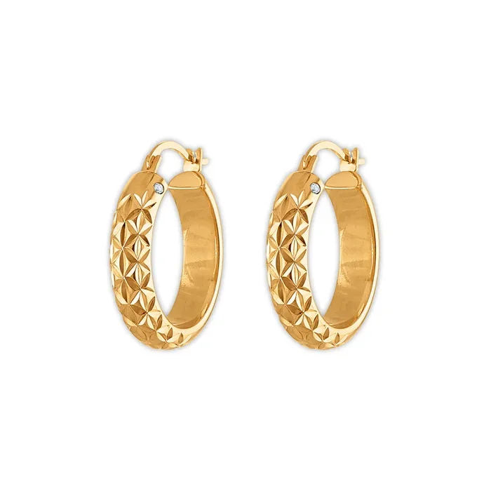 Gold Luxe 20MM Diamond Cut Round Hoop in 10KT Yellow Gold Over Resin