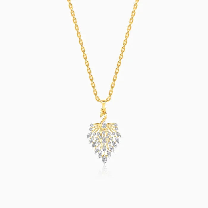 Gold Peacock Dance Lab Grown Diamond Pendant