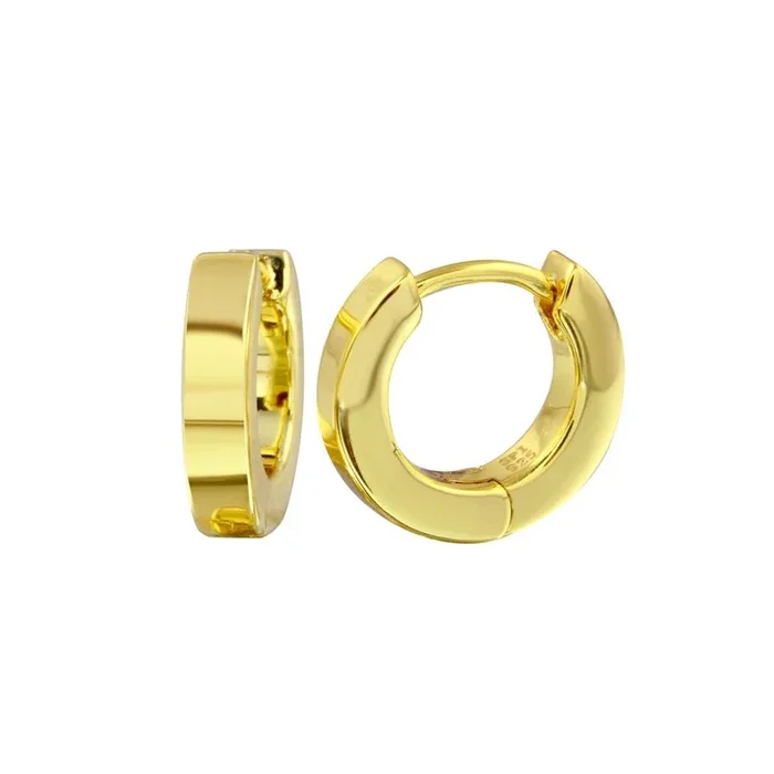 Gold Plated 925 Sterling Silver CZ huggie hoop Earring – STE01267GP