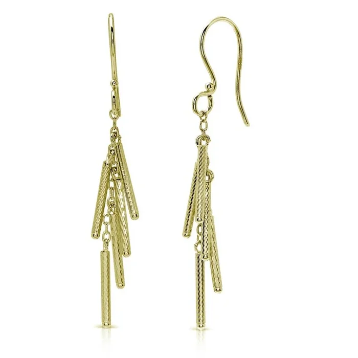 Gold Plated 925 Sterling Silver Dropped Matte Gold Plated Bar Earrings – DIE00008GP