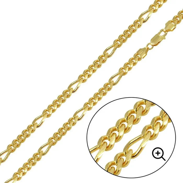 Gold Plated 925 Sterling Silver Figaro Cuban Chain 6mm – CH465GP