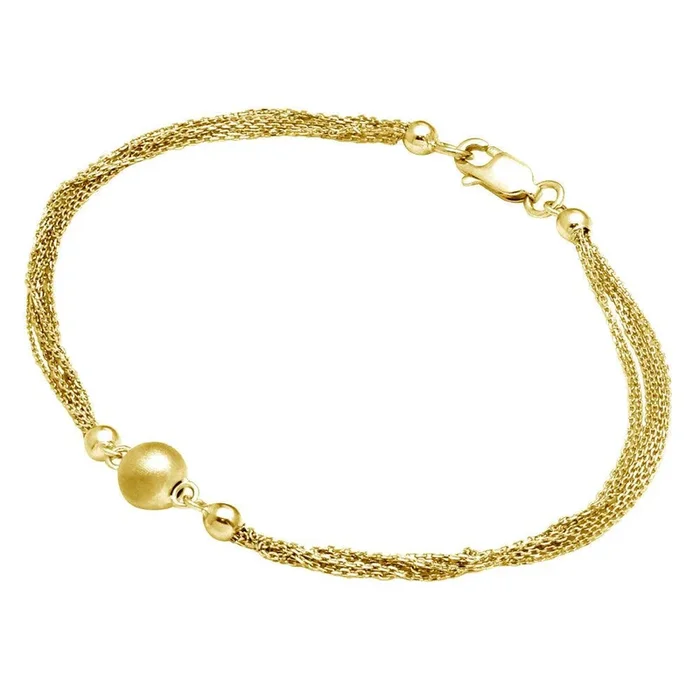 Gold Plated 925 Sterling Silver Multi Stand Beaded Bracelet – DIB00012GP