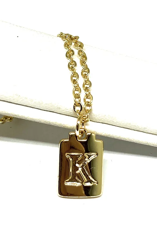 Gold Plated CUSTOMIZED Block Initial Letter Square Pendant With 20″ Chain