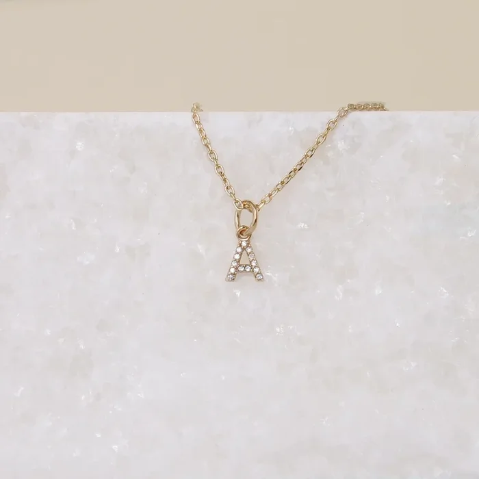 Gold-plated Glittering Alphabet pendant