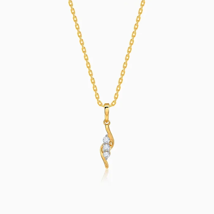 Gold Swirling Lab Grown Diamond Pendant