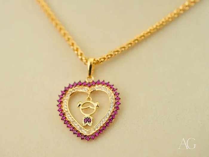 Golden Passion: 18k Gold Red CZ Heart Pendant