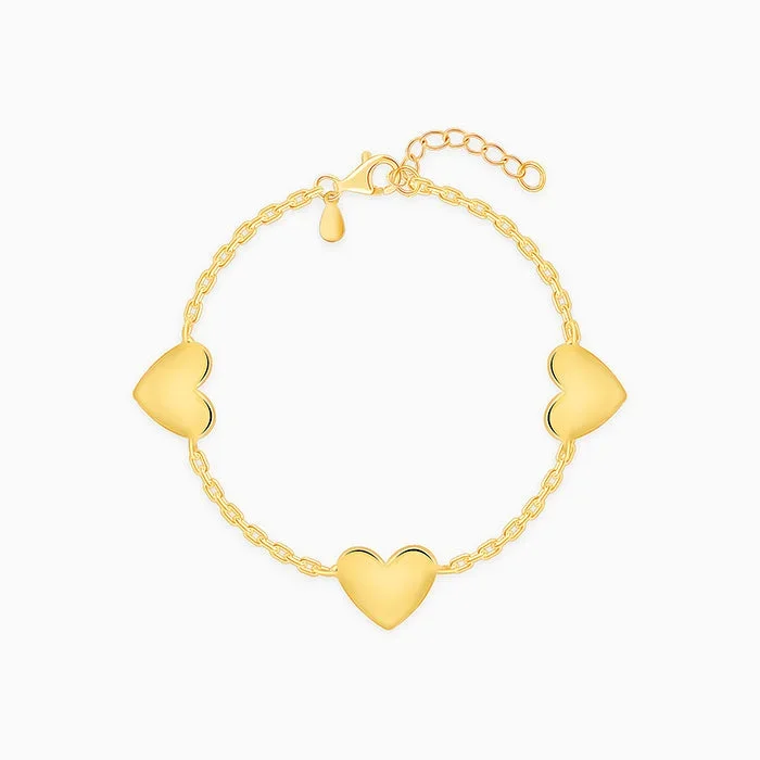 Golden Triple Heartbeat Kids Bracelet (2 – 8 Years)