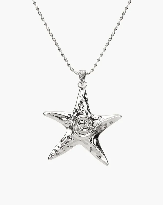 Grand Collier Étoile de Mer Argenté