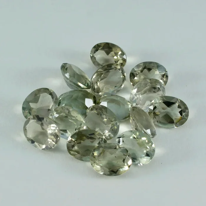 Green Amethyst 1PC Medium 7×10 MM Oval Faceted Green Lustrous Semi Precious Gems