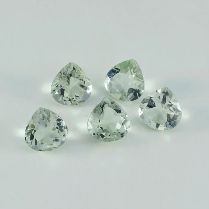 Green Amethyst 1PC Tiny 6×6 MM Heart Faceted Green Polished Semi Precious Loose Gemstones