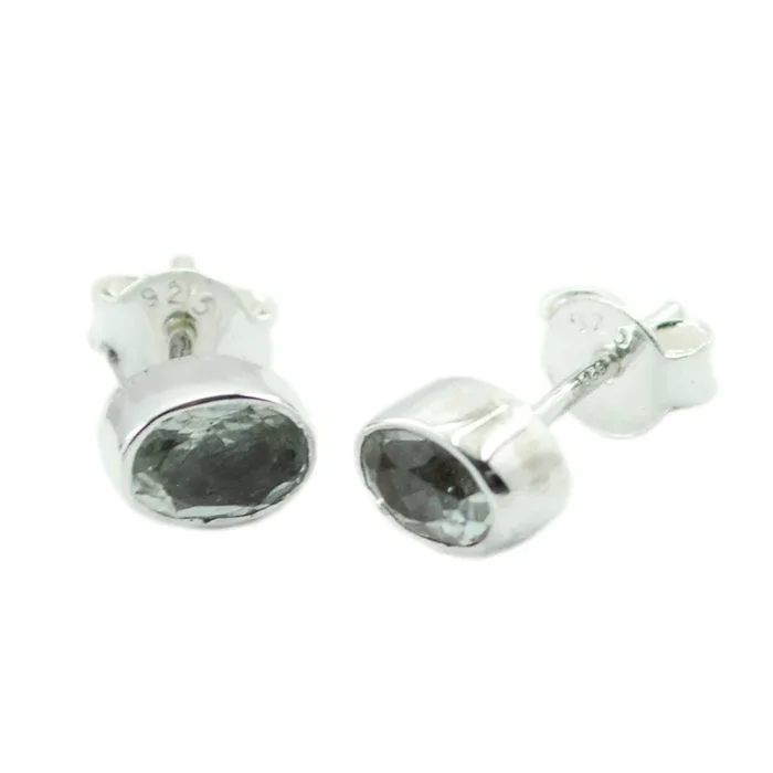Green Amethyst American Julieta Solitaire Stud Green Sterling Silver Earring