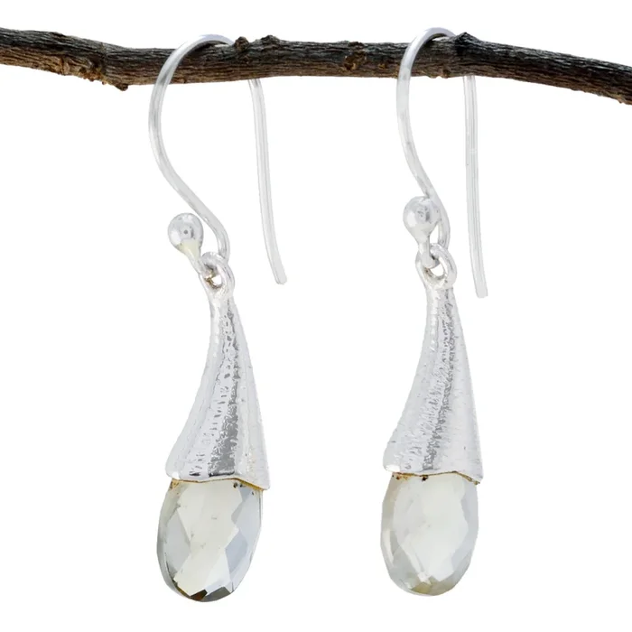 Green Amethyst Egyptian Soo-jin Solitaire Dangle Green Silver Earring