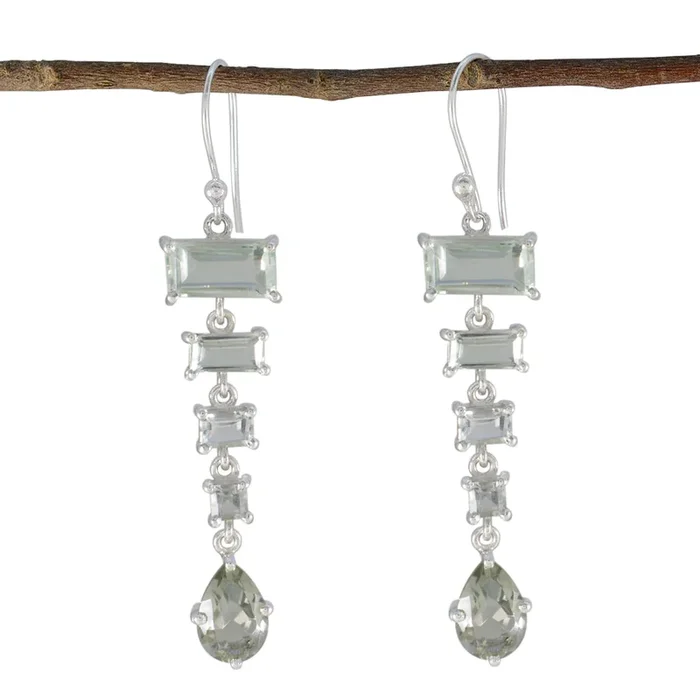 Green Amethyst Japanese Olivia Penta Dangle Green Silver Earring