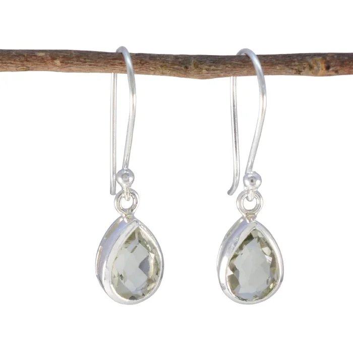Green Amethyst Mexican Ayaka Solitaire Dangle Green 925 Sterling Silver Earring