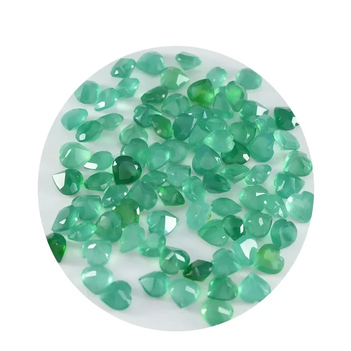 Green Onyx 10PC Tiny 4×4 MM Heart Faceted Green Brilliant Semi Precious Loose Gemstones