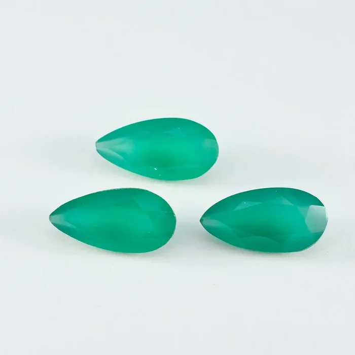 Green Onyx 1PC Chunky 12×16 MM Pear Faceted Green High-Quality Semi Precious Loose Gemstones