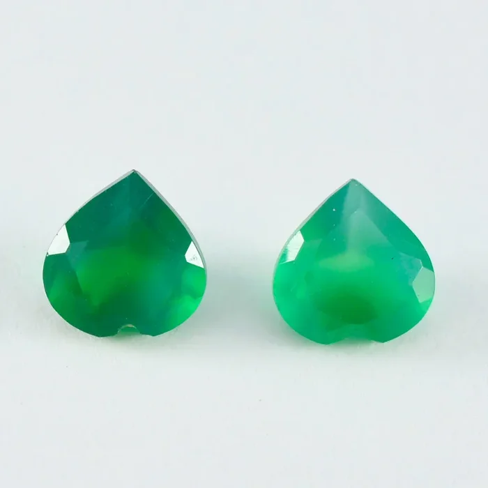 Green Onyx 1PC Large 12×12 MM Heart Faceted Green High-Quality Semi Precious Loose Gemstones