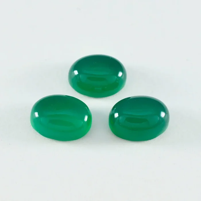Green Onyx 1PC Large 8×12 MM Oval Cabochon Green Luster semi Precious Precious Gemstone