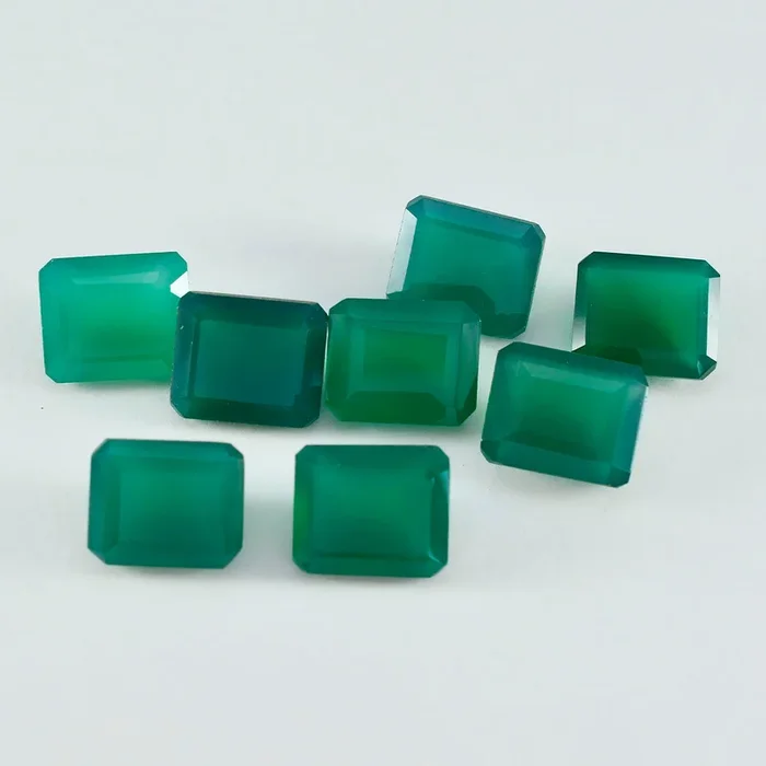 Green Onyx 1PC Large 9×11 MM Emerald Faceted Green Brilliant Semi Precious Loose Gems
