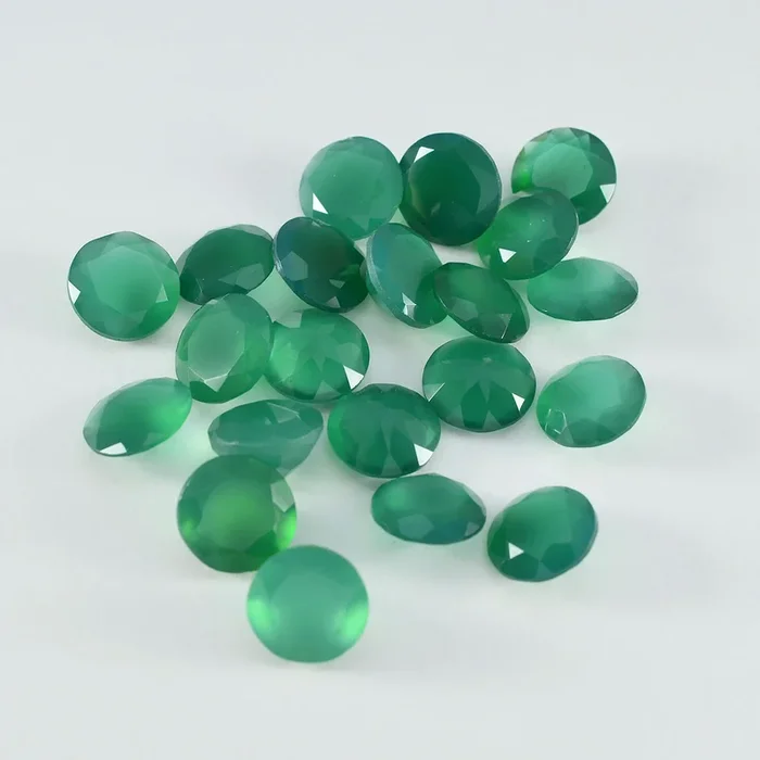 Green Onyx 1PC Medium 9×9 MM Round Faceted Green Lustrous Semi Precious Gems