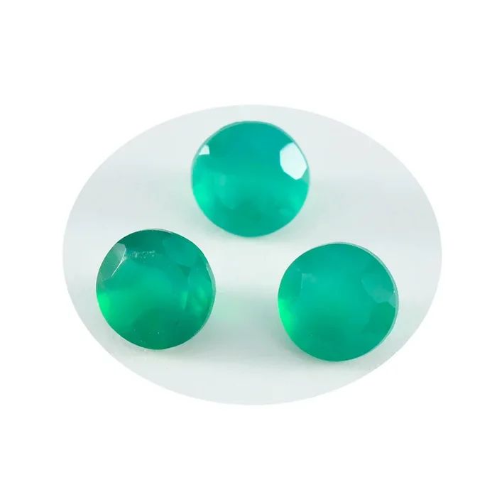 Green Onyx 1PC Small 8×8 MM Round Faceted Green Luster Semi Precious Loose Gemstones