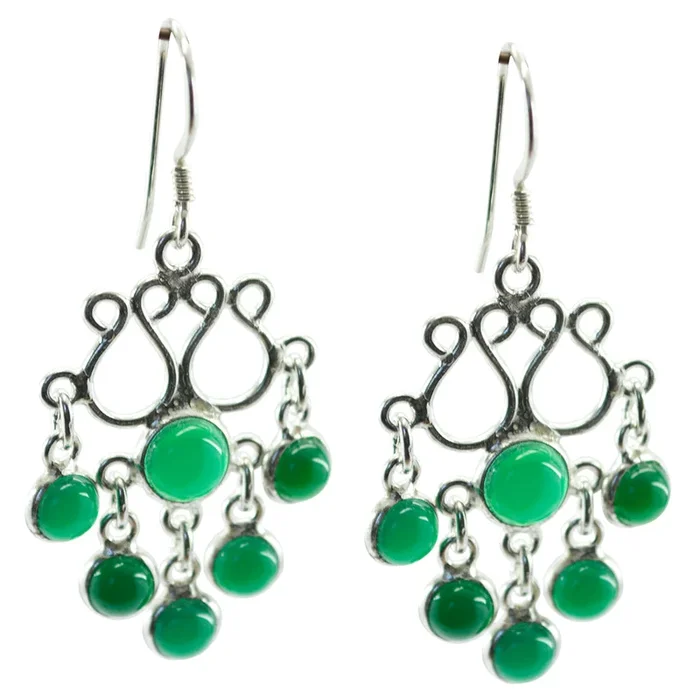 Green Onyx American Claire multiple Dangle Green 92.5 Silver Earring