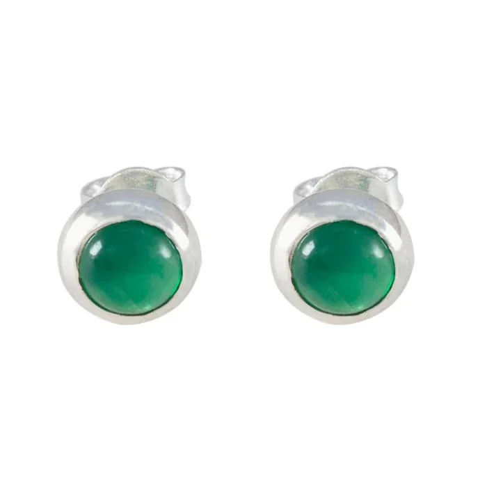 Green Onyx Mexican Clara Solitaire Stud Green 925 Silver Earring